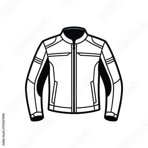 Stylized line art drawing of a motorcycle jacket