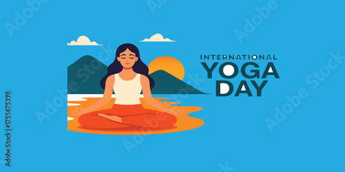 Print  International yoga day poster illustration