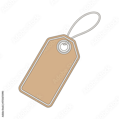 Blank kraft paper tag with string for labeling and pricing