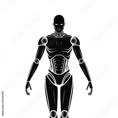 Futuristic humanoid robot silhouette with glowing accents