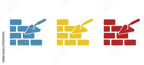 construction icon, brick wall, vector illustration