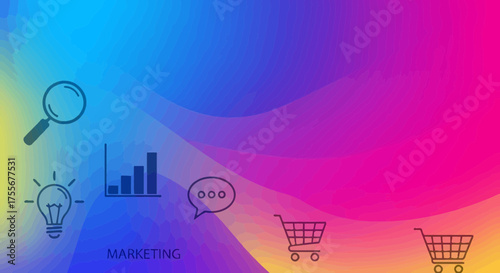 Colorful Abstract Background With Marketing Icons For Creative Design