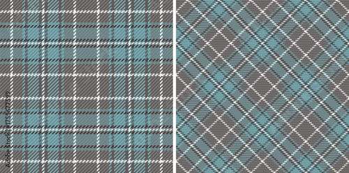 Classic tartan patterns with muted teal, gray, and white hues. A versatile design for fashion, textiles, backgrounds, or adding a touch of traditional elegance.