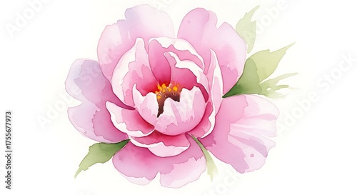 Watercolor Pink Peony Blossom - Delicate Floral Art.