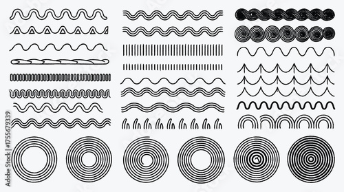 Collection of Decorative Design Elements Dividers and Geometric Shapes Vector Graphics