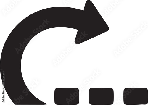 Process Rollback Silhouettes Curved Arrow History State Undo Function Iterative Design Icon