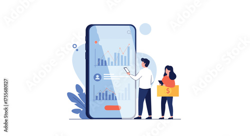 Analyzing financial data and tracking business performance on a mobile device.