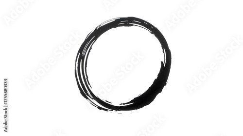 abstract black brush stroke circle frame isolated on white
