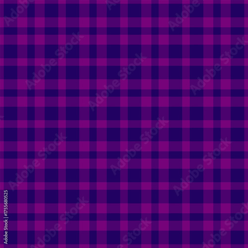 2025 textile tartan plaid, trendy fabric texture vector. Mother background seamless pattern check in purple and indigo colors.
