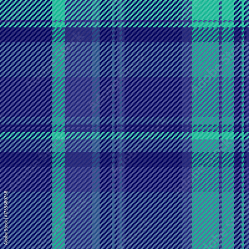 Expressive check vector fabric, summertime texture tartan textile. Outside pattern background plaid seamless in blue and teal colors.