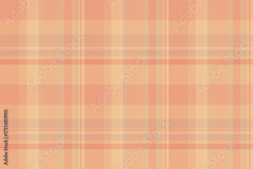 Ribbon check background fabric, jacket textile pattern seamless. Customized tartan vector texture plaid in orange and dark salmon colors.