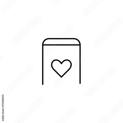 Heart on phone. Favorite user, trusted technology and devices. Pixel perfect, editable stroke vector icon