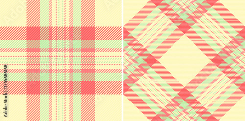 Tartan pattern seamless of check plaid background with a fabric texture textile vector. Set in spring colors for fashion design sample ideas.