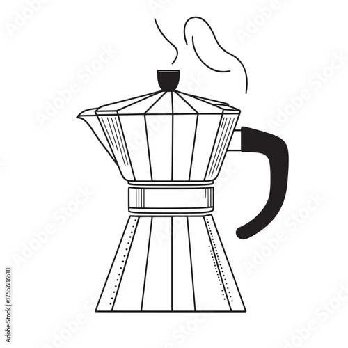 pencil outline line art illustration of fresh coffee brewed outdoors