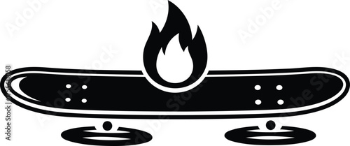 Hoverboard Flame Icon – Futuristic Skate Vector Illustration Design