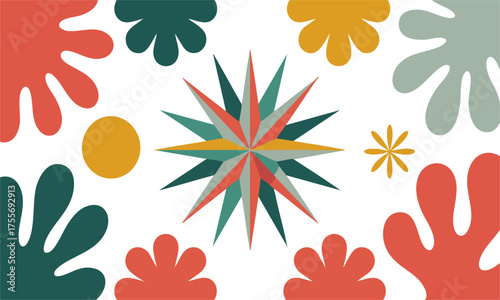  Colorful Abstract Vector illustration Set — Clean Flat Shape Collection, easily editable.