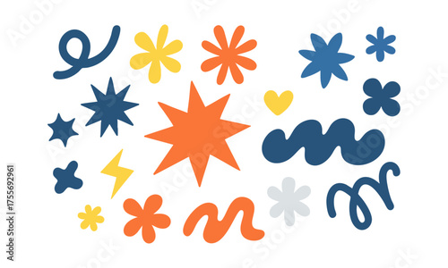  Minimal Abstract Clipart — Bold Shapes on White Vector illustration, easily editable.