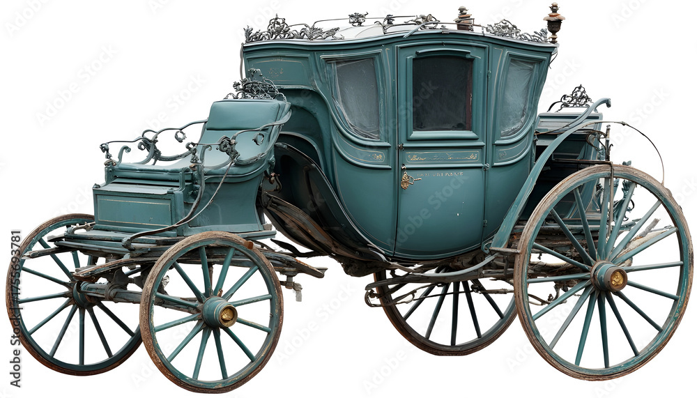 Fototapeta premium An old beautiful carriage on a white background