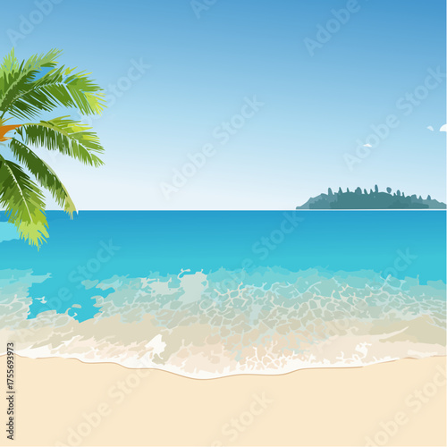 tropical beach with palm trees