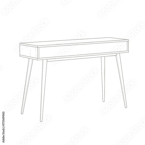 Sleek and modern console table with clean lines, isolated on white background, perfect for adding a touch of minimalist elegance to any contemporary interior space