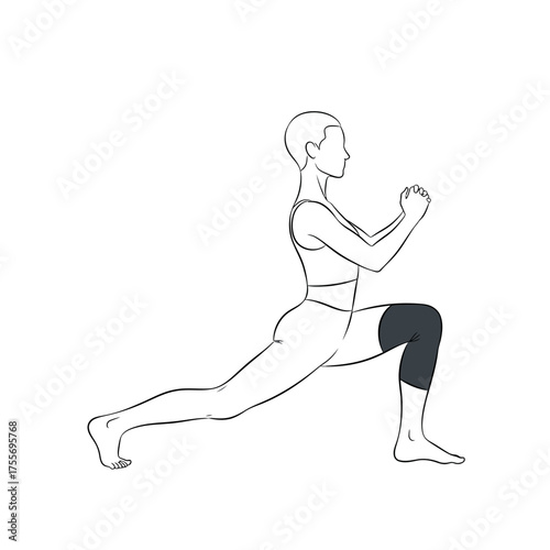 Illustration of a woman doing a lunge exercise, isolated on white background this exercise strengthens the legs and glutes, improving balance and flexibility for overall fitness