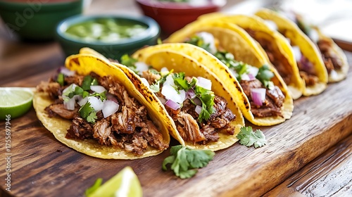 Street tacos with chicken carnitas and barbacoa beef