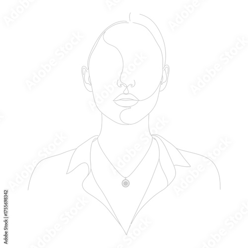 Elegant line art illustration of a woman wearing a necklace isolated on white background minimalist design for fashion, beauty, and jewelry concepts modern and stylish