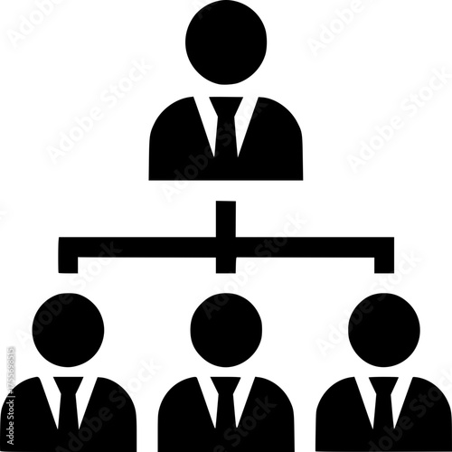Organizational Chart Icon: A concise, symbolic representation of a hierarchical structure, illustrating the flow of authority and relationships within a business or organization. 