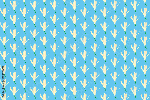 Pattern of chempaka flower with on blue background.