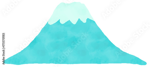富士山の水彩風手描きイラスト