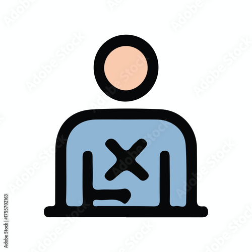 Simple icon representing a person with a cross marking, symbolizing absence or removal