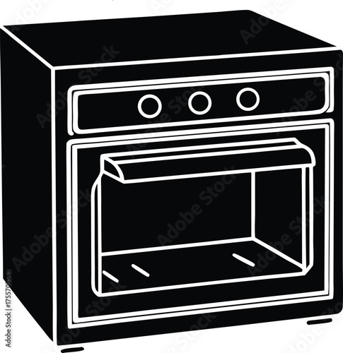 Elegant Black Kitchen Stove Silhouette Vector Icon for Home Appliance and Culinary Product Branding on png transparent background