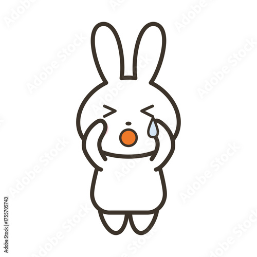 泣いている可愛いうさぎのキャラクターイラスト