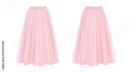 Elegant Pink Skirt Fashion Illustration, capturing the flow and drape of a lightweight garment in a minimalist digital art style presentation