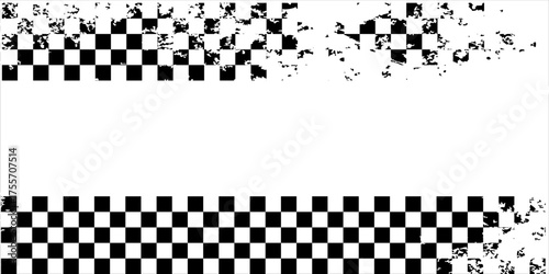 Racing flag grunge design of vector car race sport, auto rally and motocross.