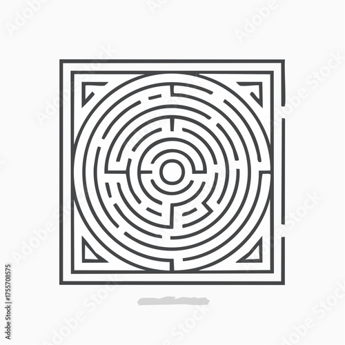 Geometric maze design on a white background for concept of problem solving