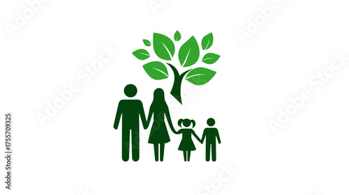 Green family & tree icon