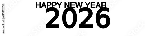 Happy New Year 2026 script text hand lettering. Design template Celebration typography poster, banner or greeting card for Merry Christmas and happy new year. Vector Illustration