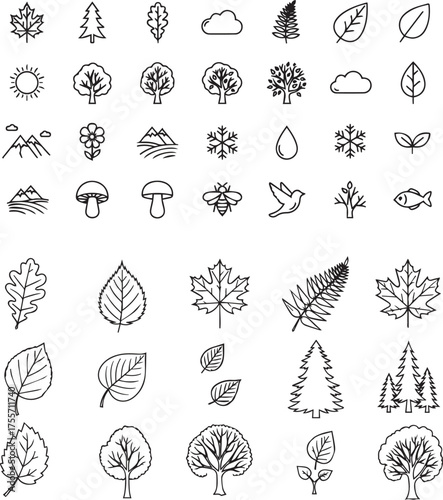 vector set of black and white icons