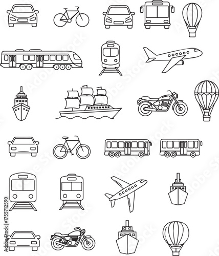transportation icons set vector