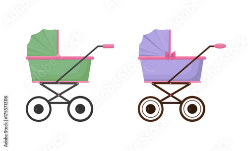 Baby stroller icon set. Vector illustration