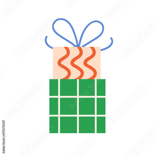 Gifts stack, present boxes wrapped in festive wrapping paper, in holiday package. Christmas and birthday surprises decorated with bow, patterns. Flat vector illustration isolated on white background