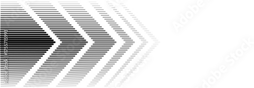 Striped arrow halftone gradation texture. Gradient Transition Lattice. Repeating triangle gradation thin to thick line background pattern. Vector Abstract backdrop. Optical illusion effect. Not AI