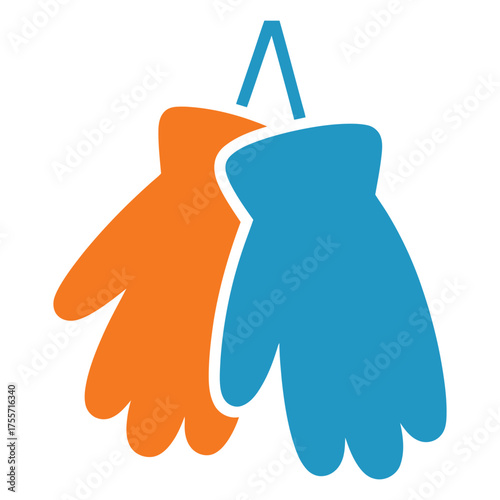 Illustration of hanging winter gloves for cold weather