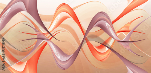 abstract waves in soft colors and texture graphic art IV