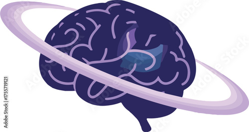 Creative conceptual illustration of a brain with a halo representing thought and innovation