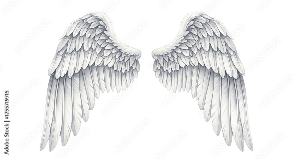 Obraz premium Pair of angel wings isolated on transparent background for fantasy and spirituality