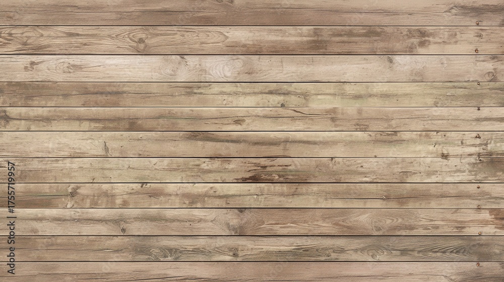 Fototapeta premium Aged wood texture with weathered grains, suitable for rustic-style design projects. Perfect as a background for wallpaper or vinyl flooring, bringing a classic charm.
