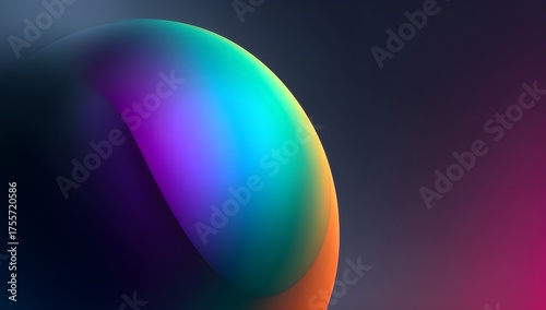 Abstract gradient sphere with vibrant color spectrum transitioning from deep blue to bright orange and pink hues