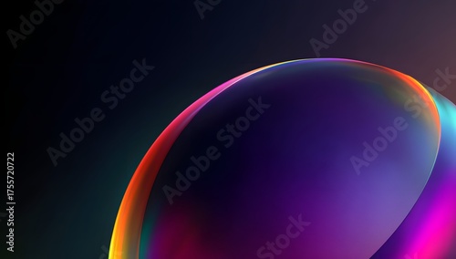 Abstract swirling iridescent light form with vibrant gradient colors against a dark background creating a futuristic and ethereal visual effect